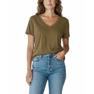 Madewell Womens Olive Green V-Neck Short Sleeve T-Shirt Size M Cotton Blend